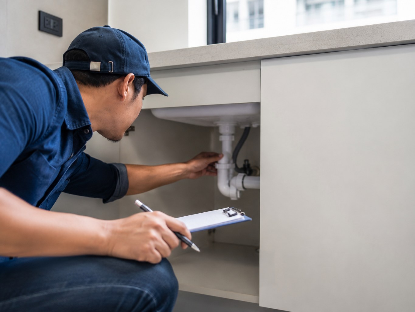 Técnico profesional realizando mantenimiento y reparaciones en propiedad